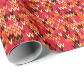 ニット抽象芸術スカンジナビアの赤いシェードのパターン ラッピングペーパー (ロールコーナー)