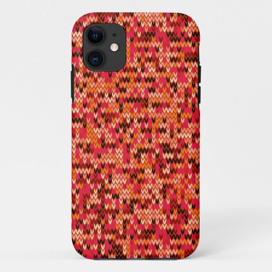 ニット抽象芸術スカンジナビアの赤いシェードのパターン Case-Mate iPhoneケース (裏面)