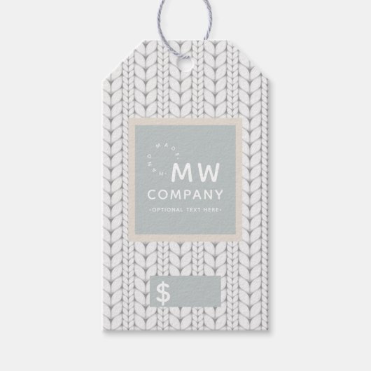 ニット柄モダンプロフェッショナル手製 ギフトタグ (正面)