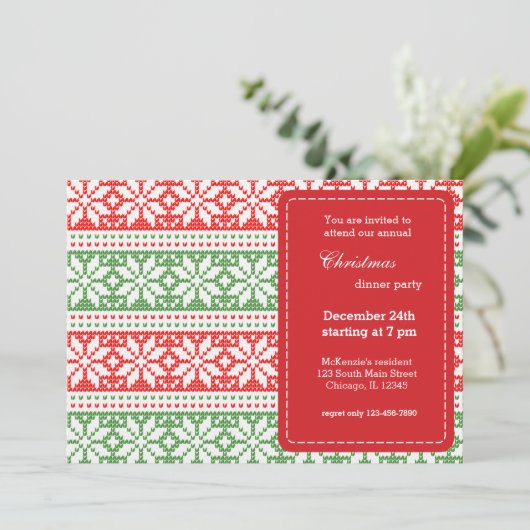 ニット模様 招待状 (スタンド正面)