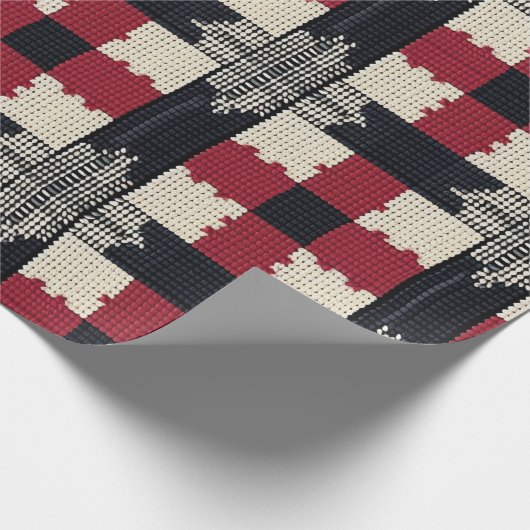 ニット素朴スノーフレークプレイド – Cozy Winter Boho ラッピングペーパー (角)