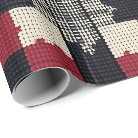 ニット素朴スノーフレークプレイド – Cozy Winter Boho ラッピングペーパー (ロールコーナー)