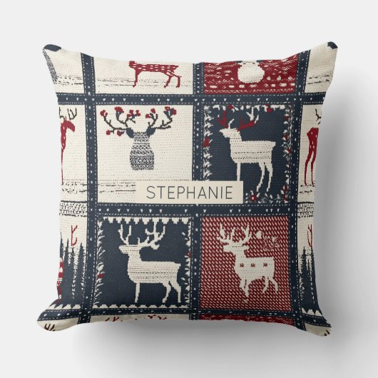 ニット素朴パッチワークのパターン | 北欧の クッション (正面)