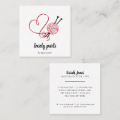 ニット編み物の編み糸ボールロゴ スクエア名刺 (正面/裏面)