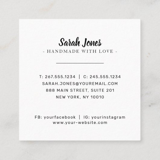 ニット編み物の編み糸ボールロゴ スクエア名刺 (裏面)