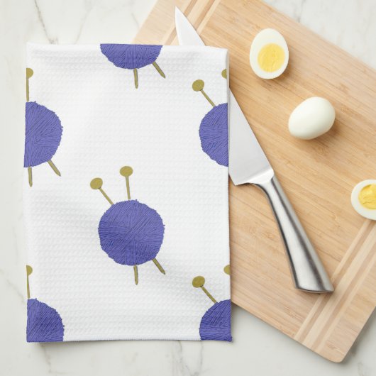 ニット編み物をテーマにした キッチンタオル (四つ折り)