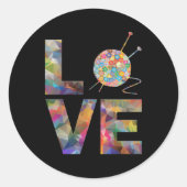 ニット編み物クロシェ愛ヤーンパターンステッチ ラウンドシール (正面)