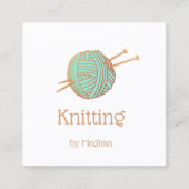 ニット編み物糸ボールロゴ スクエア名刺 (正面)