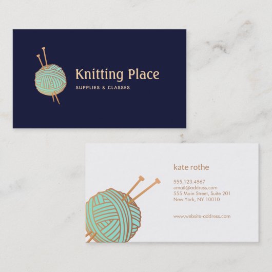 ニット編み物糸ボールロゴ 名刺 (正面/裏面)