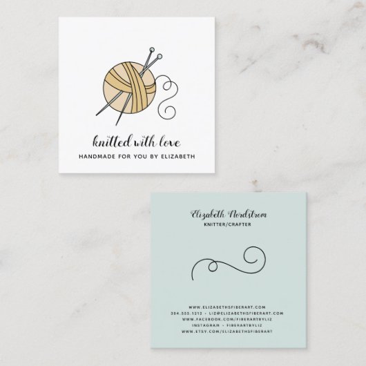 ニット編み物糸玉 スクエア名刺 (正面/裏面)