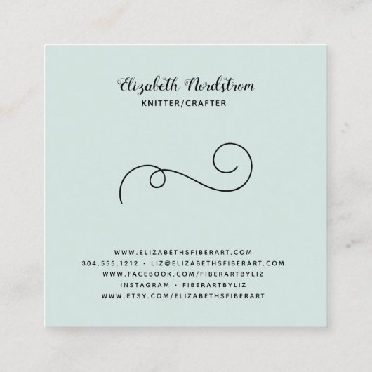 ニット編み物糸玉 スクエア名刺 (裏面)