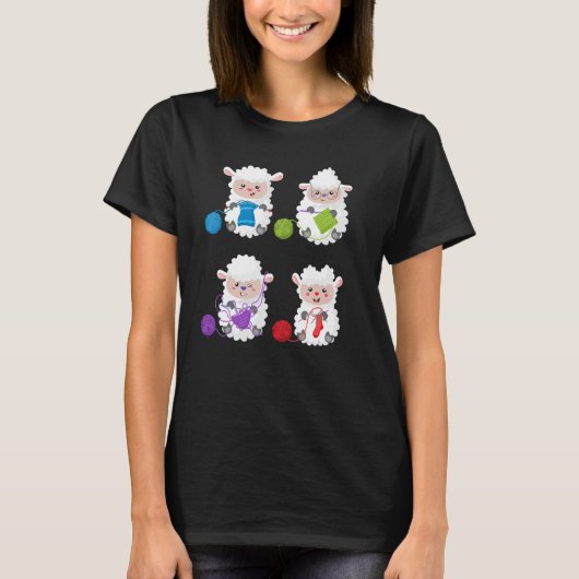 ニット編み編みニットギフト編み羊ニット Tシャツ (正面)