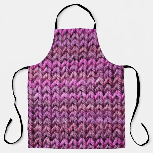 ニット調和:紫のストライプテクスチャ エプロン (正面)