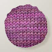 ニット調和:紫のストライプテクスチャ ラウンドクッション (裏面)