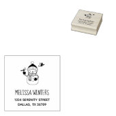 ニット雪だるまとスカーフアドレス2 ラバースタンプ (押印)