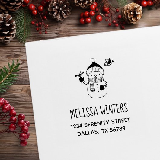 ニット雪だるまとスカーフアドレス2 ラバースタンプ