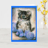 ニット靴下ノートカードのかわいい子猫 カード (黄色い花)