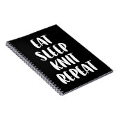 ニット食べススリープリピート黒ノート ノートブック (右側)