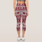 ニット、クリスマス、リス、ヴィンテージパターン。 カプリレギンス (裏面)