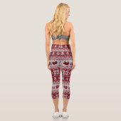 ニット、クリスマス、リス、ヴィンテージパターン。 カプリレギンス (裏面)