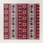 ニット、クリスマス、リス、ヴィンテージパターン。 ジグソーパズル (横)