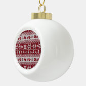 ニット、クリスマス、リス、ヴィンテージパターン。 セラミックボールオーナメント (右)