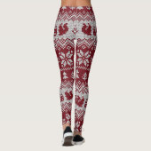 ニット、クリスマス、リス、ヴィンテージパターン。 レギンス (裏面)