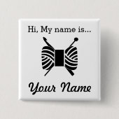 ニット/クロチェットヤーンのスケイン工芸パーティー名タグ 缶バッジ (正面)