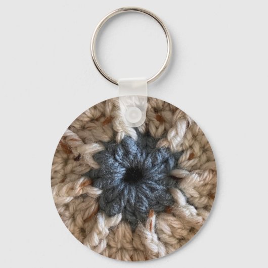 ニットBeige青い糸の写真クレフティクロシェのクレフター キーホルダー (裏面)