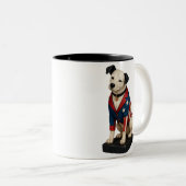 ニッパーRCAビクタードッグアートinアメリカ国旗のブレザー ツートーンマグカップ (正面右)