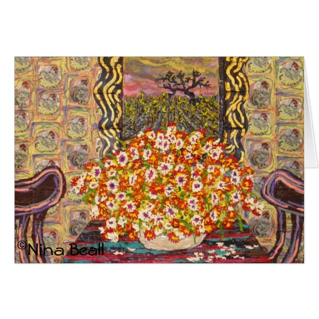 ニナBeall著"鶏壁紙w/Two椅子"、の (正面横)