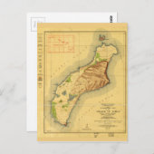 ニハウの地図ハワイアン島（1929年） ポストカード (正面/裏面)