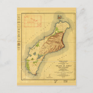ニハウの地図ハワイアン島(1929年) ポストカード