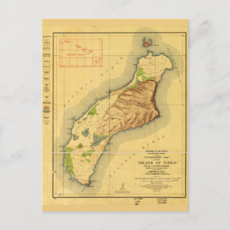 ニハウの地図ハワイアン島(1929年) ポストカード
