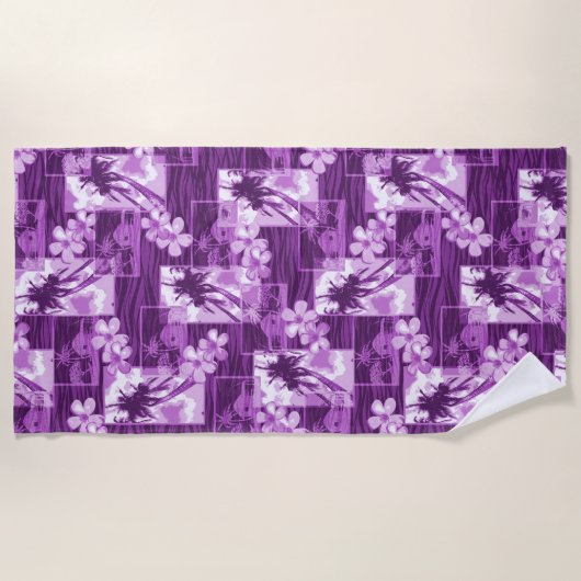 ニハウアイランドハワイアンプルメリアズアンドパームツリー ビーチタオル (正面)