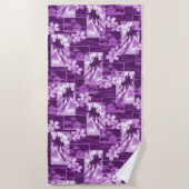 ニハウアイランドハワイアンプルメリアズアンドパームツリー ビーチタオル (正面)