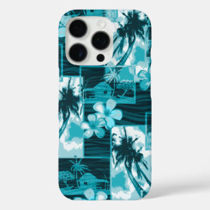 ニハウアイランドハワイアンプルメリアパームツリーティール(緑がかった色) iPhone 16 PROケース