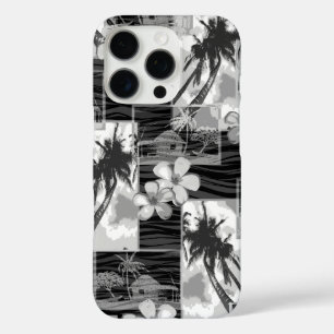 ニハウアイランドハワイアンプルメリアパームツリーブラック iPhone 16 PROケース