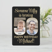 ニフティフィフティブラック&金ゴールド50th Birthday Party写真 招待状 (スタンド正面)