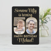 ニフティフィフティブラック&金ゴールド50th Birthday Party写真 招待状 (スタンド正面)