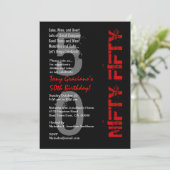 ニフティフィフティ – 50th誕生日白黒レッド 招待状 (スタンド正面)