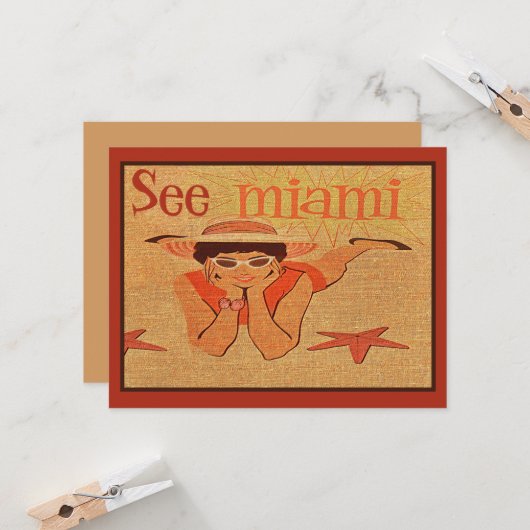 ニフティ50s参照マイアミかわいらし日光浴レディトラベル カード (正面/裏面インサイチュ)