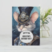 ニブルトンスチームパンク動物カスタム名 招待状 (スタンド正面)