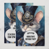 ニブルトンスチームパンク動物カスタム名 招待状 (正面/裏面)