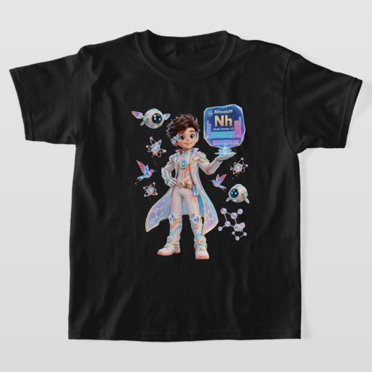 # ニホニウム (Nh) – 原子 | ATOMIVRA™ コレクション Tシャツ (レイダウン)