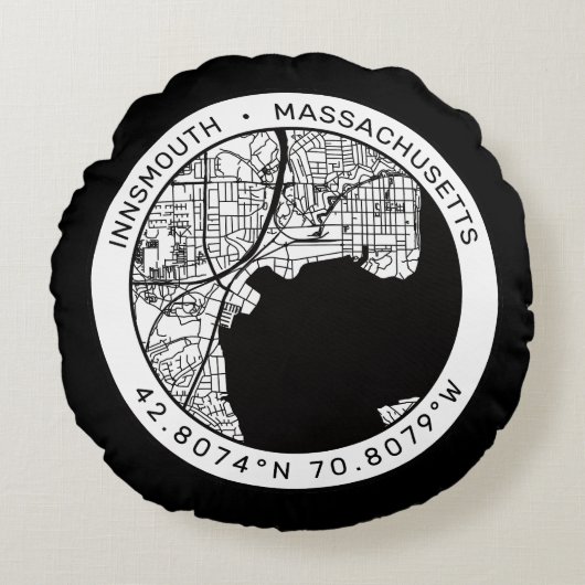 ニマス市地図ラヴクラフト ラウンドクッション (正面)