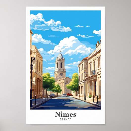 ニメスフランスアートヴィンテージトラベルイラストレーション ポスター (正面)