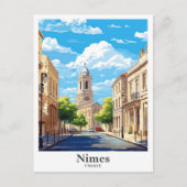 ニメスフランスアートヴィンテージトラベルイラストレーション ポストカード (正面)