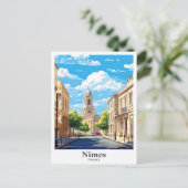 ニメスフランスアートヴィンテージトラベルイラストレーション ポストカード (スタンド正面)