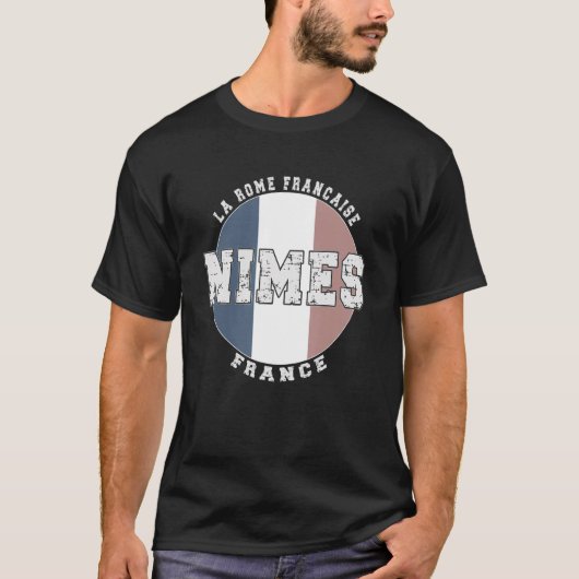 ニメスフランスヴィンテージフランスの国旗 Tシャツ (正面)